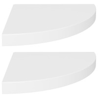 Produktbild för Svävande hörnhyllor 2 st vit 35x35x3,8 cm MDF