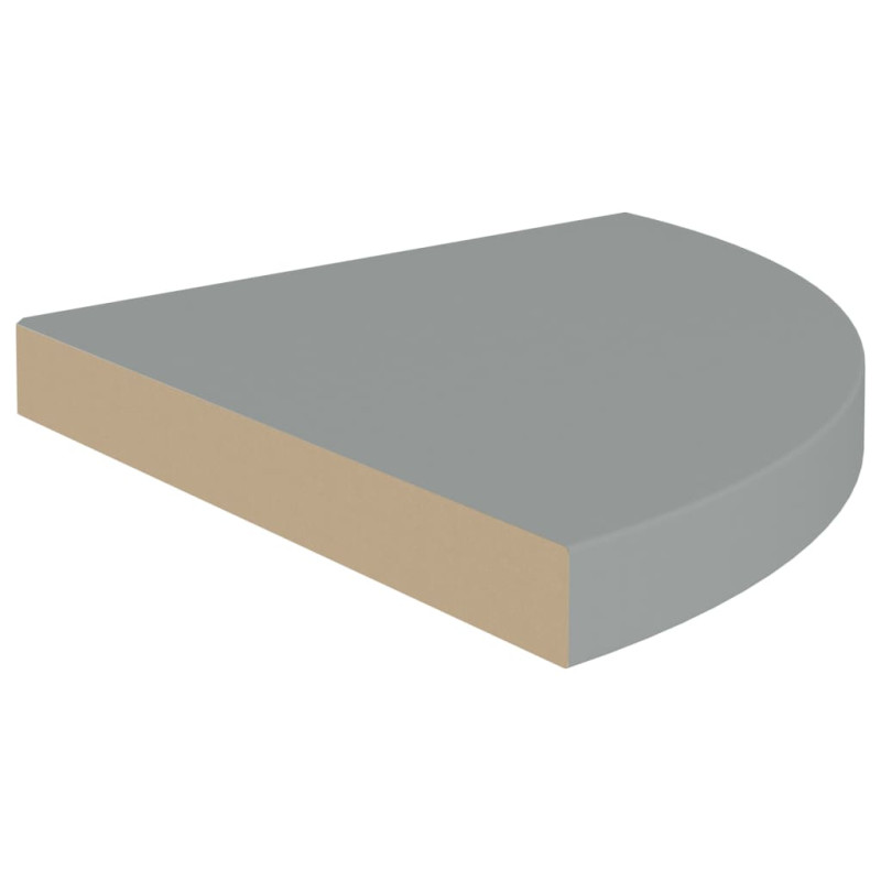 Produktbild för Svävande hörnhyllor 4 st grå 35x35x3,8 cm MDF