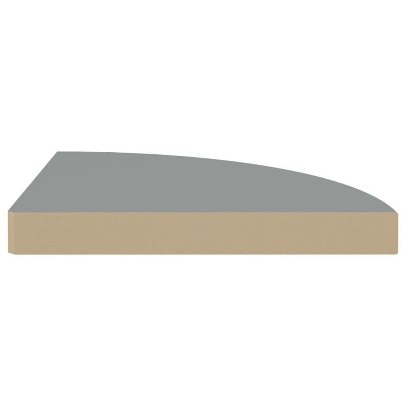 Produktbild för Svävande hörnhyllor 4 st grå 35x35x3,8 cm MDF