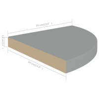 Miniatyr av produktbild för Svävande hörnhyllor 4 st grå 35x35x3,8 cm MDF