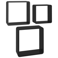 Miniatyr av produktbild för Vägghyllor kub 3 st svart MDF