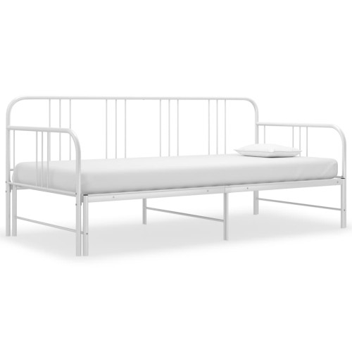 vidaXL Utdragbar sängram bäddsoffa vit metall 90x200 cm - Sängar & Sängramar