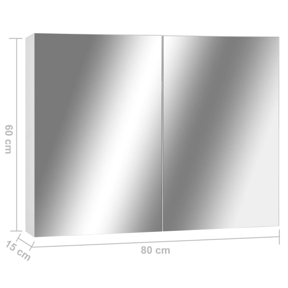 Produktbild för Spegelskåp för badrum vit 80x15x60 cm MDF