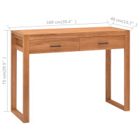 Produktbild för Skrivbord med 2 lådor 100x40x75 cm teak