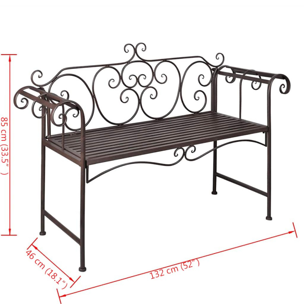 Produktbild för Trädgårdsbänk 132 cm stål antikbrun