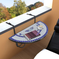 Miniatyr av produktbild för Hängande balkongbord blå och vit mosaik