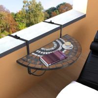 Miniatyr av produktbild för Hängande balkongbord terrakotta och vit mosaik