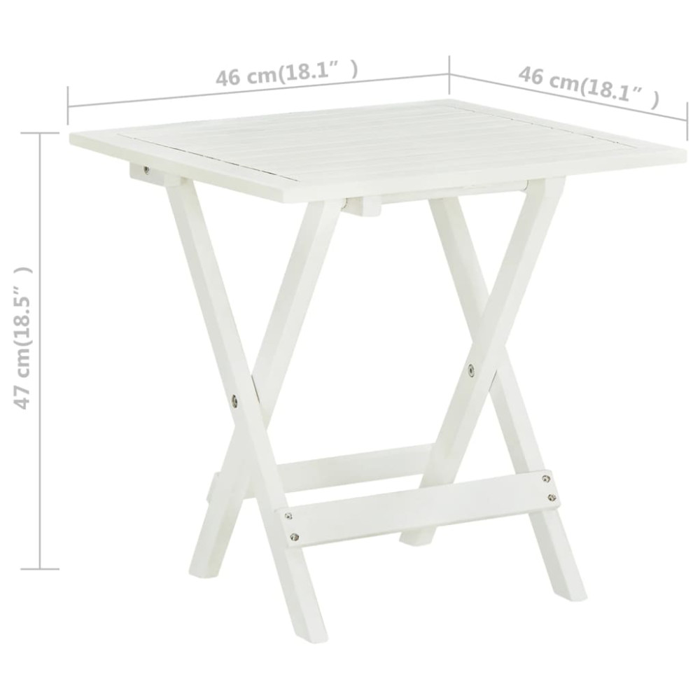 Produktbild för Cafébord vit 46x46x47 cm massivt akaciaträ