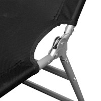 Produktbild för Hopfällbar solsäng med huvudkudde pulverlackerat stål svart