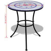 Produktbild för Caféset blå och vit 60 cm mosaik