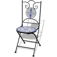 Produktbild för Hopfällbara caféstolar 2 st keramik blå och vit