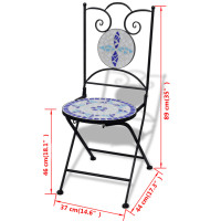 Produktbild för Hopfällbara caféstolar 2 st keramik blå och vit