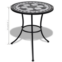 Produktbild för Caféset svart och vit 60 cm mosaik