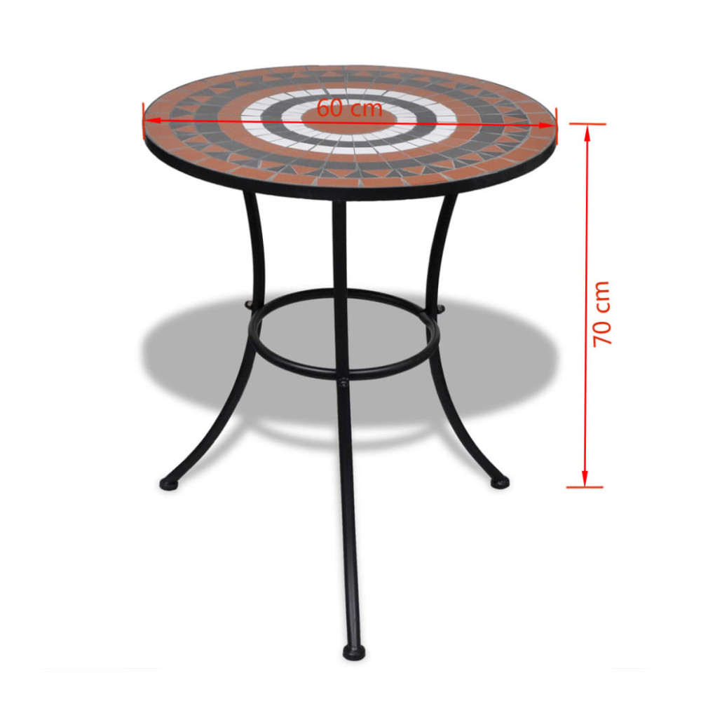 Produktbild för Caféset terrakotta och vit 60 cm mosaik