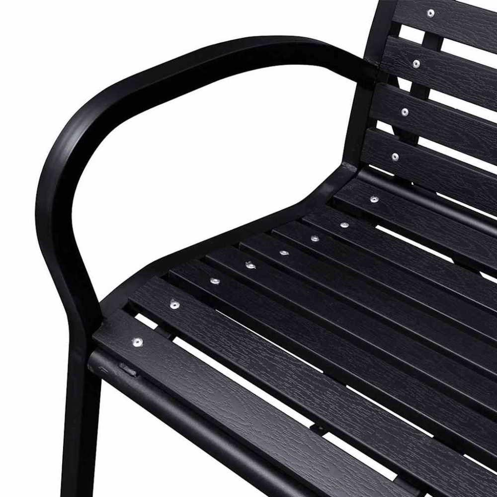 Produktbild för Trädgårdsbänk 125 cm stål och WPC svart