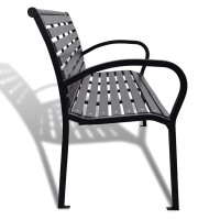 Produktbild för Trädgårdsbänk 125 cm stål och WPC svart