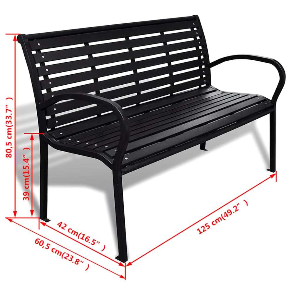 Produktbild för Trädgårdsbänk 125 cm stål och WPC svart