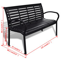 Produktbild för Trädgårdsbänk 125 cm stål och WPC svart