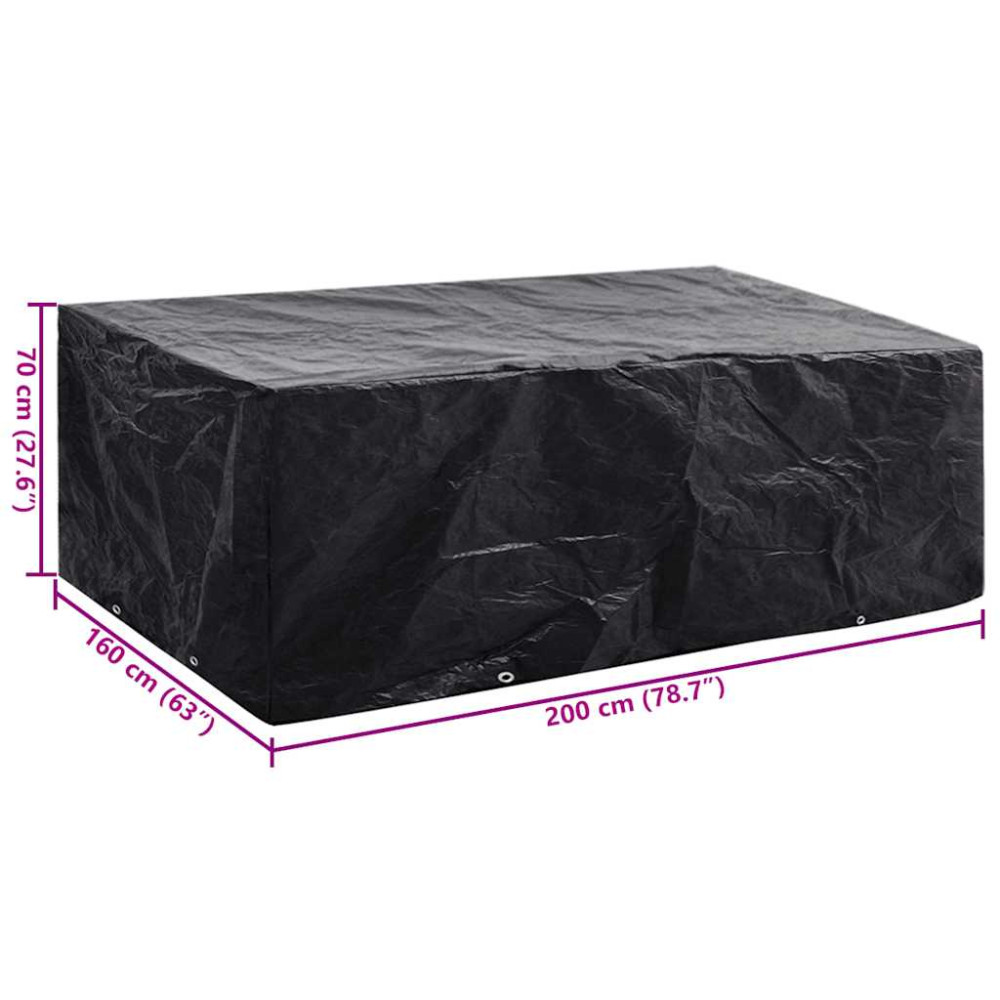Produktbild för Överdrag för trädgårdsmöbler med 8 öljetter 200 x 160 x 70 cm