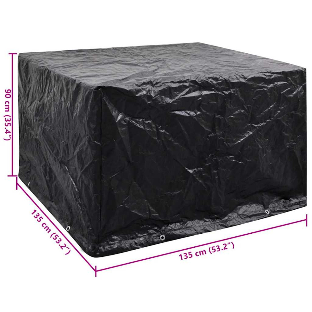 Produktbild för Överdrag till trädgårdsmöbler 8 öljetter 135 x 135 x 90 cm