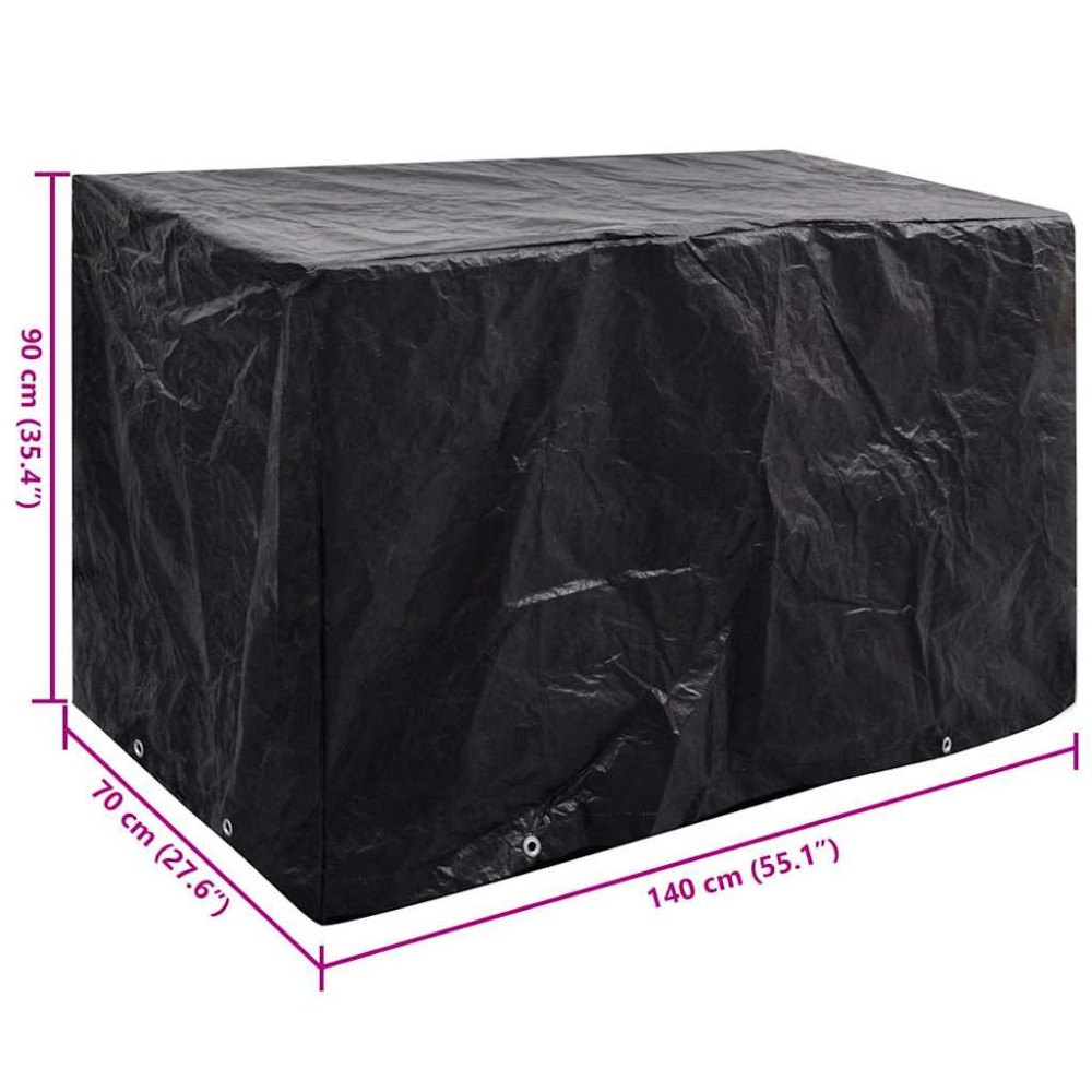 Produktbild för Överdrag till trädgårdsmöbler 8 öljetter 140 x 70 x 90 cm