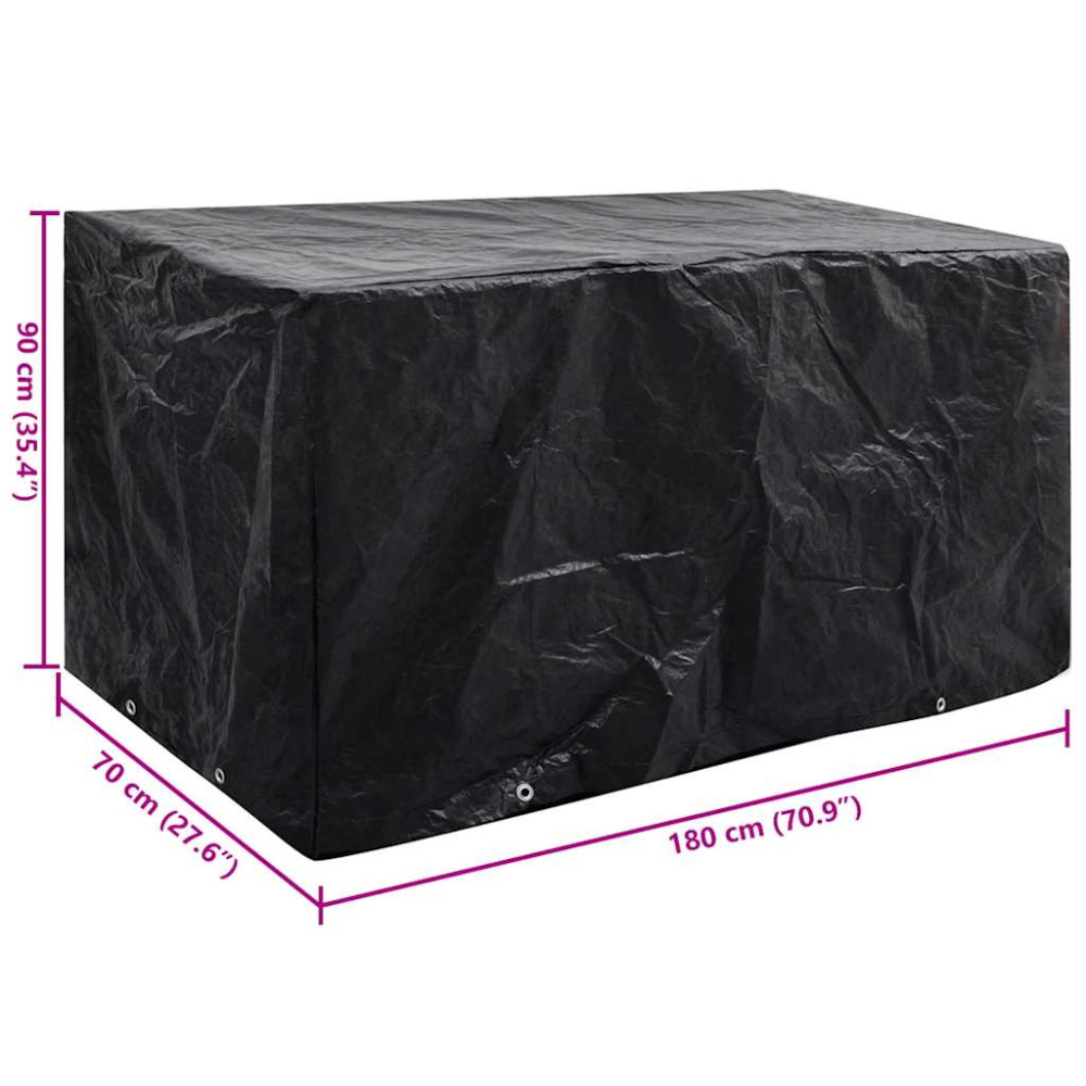 Produktbild för Överdrag till trädgårdsmöbler 8 öljetter 180x70x90 cm