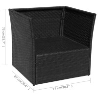 Miniatyr av produktbild för Trädgårdsstol med pall konstrotting svart