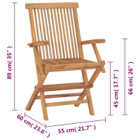 Produktbild för Hopfällbar trädgårdsstol 2 st massiv teak