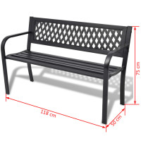 Produktbild för Trädgårdsbänk 118 cm stål svart