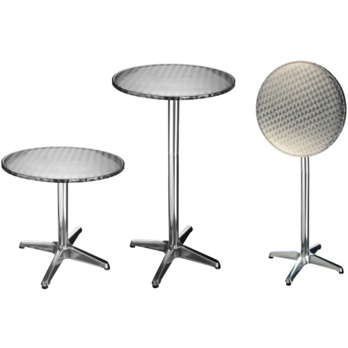 HI HI Hopfällbart cafébord/barbord i aluminium runt 60x60x(58-115) cm