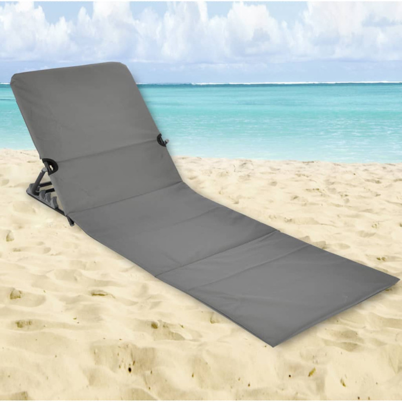 Produktbild för HI Hopfällbar strandmatta PVC grå