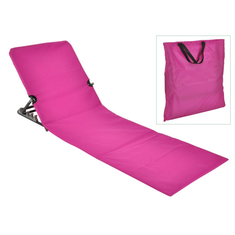Produktbild för HI Hopfällbar strandmatta PVC rosa