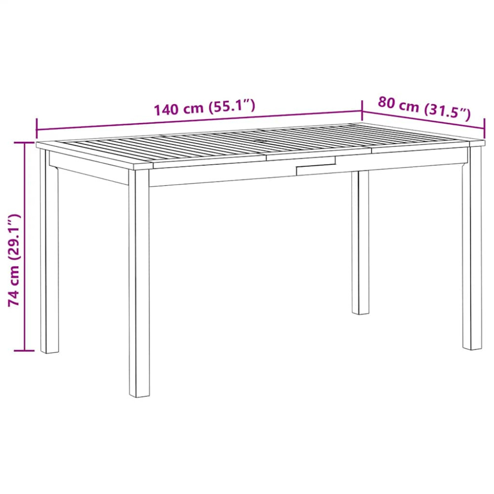 Produktbild för Trädgårdsbord 140x80x74 cm massivt akaciaträ