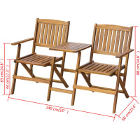 Produktbild för Hopfällbar trädgårdsbänk med tebord 140 cm massivt akaciaträ