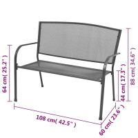 Produktbild för Trädgårdsbänk 108 cm stål och nät antracit