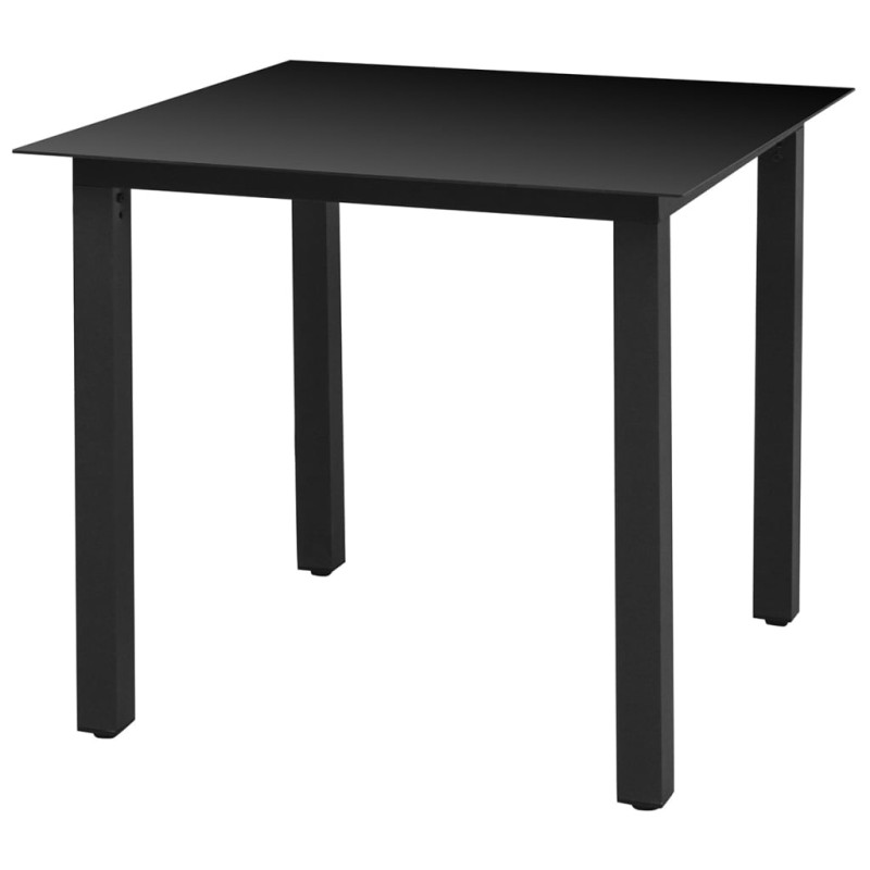 Produktbild för Trädgårdsbord svart 80x80x74 cm aluminium och glas