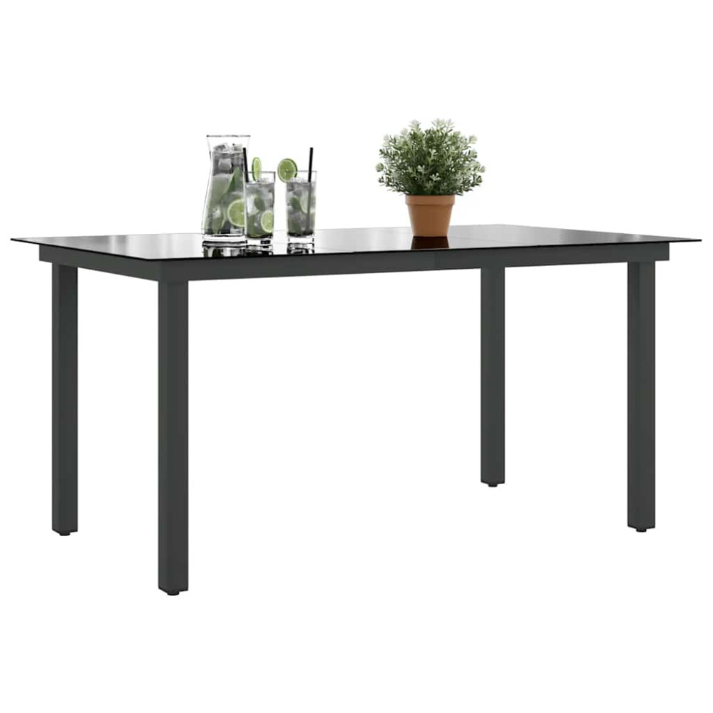 Produktbild för Trädgårdsbord svart 150x90x74 cm aluminium och glas