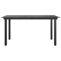 Produktbild för Trädgårdsbord svart 150x90x74 cm aluminium och glas