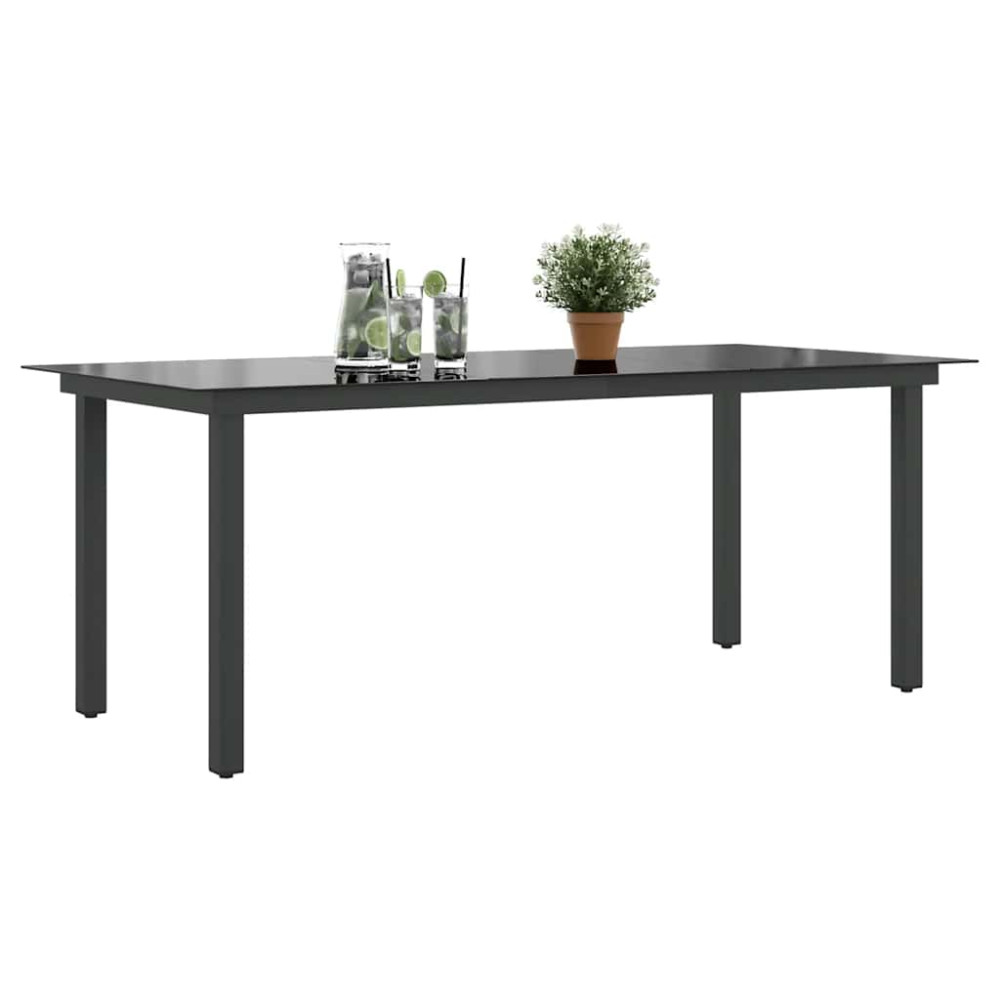 Produktbild för Trädgårdsbord svart 190x90x74 cm aluminium och glas