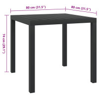 Produktbild för Trädgårdsbord svart 80x80x74 cm aluminium och WPC