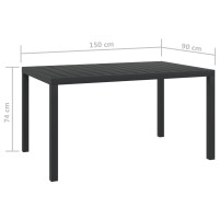 Produktbild för Trädgårdsbord svart 150x90x74 cm aluminium och WPC