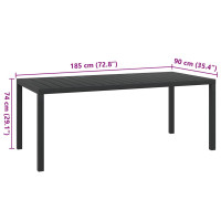 Produktbild för Trädgårdsbord svart 185x90x74 cm aluminium och WPC