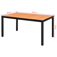 Produktbild för Trädgårdsbord brun 150x90x74 cm aluminium och WPC