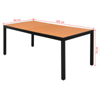 Produktbild för Trädgårdsbord brun 185x90x74 cm aluminium och WPC