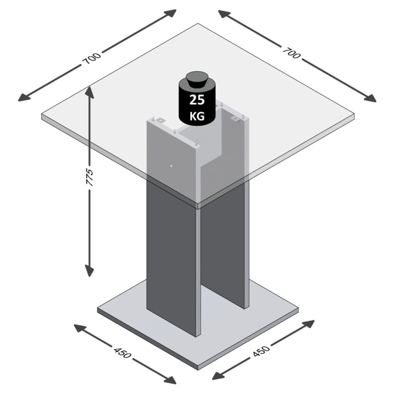 Produktbild för FMD Matbord 70 cm betonggrå och vit