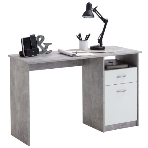 FMD FMD Skrivbord med 1 låda 123x50x76,5 cm betong och vit