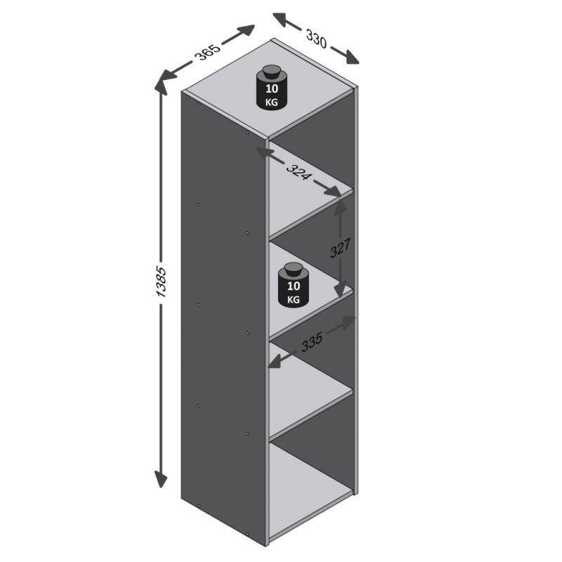 Produktbild för FMD Stående hylla med 4 fack betonggrå