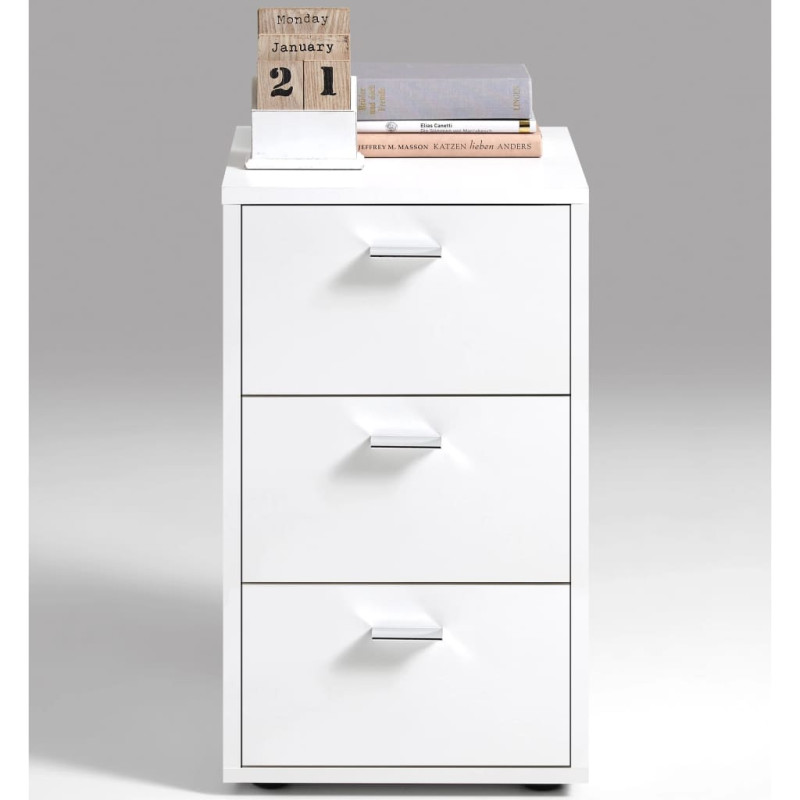 Produktbild för FMD Sängbord med 3 lådor vit