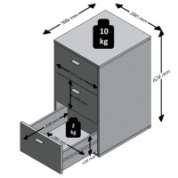 Miniatyr av produktbild för FMD Sängbord med 3 lådor vit