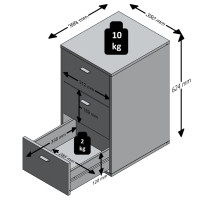 Miniatyr av produktbild för FMD Sängbord med 3 lådor svart